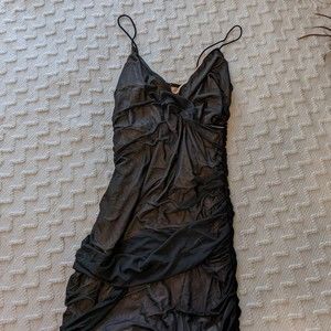 Shein Curve Sheer Black Bodycon Rouched Dress 3XL